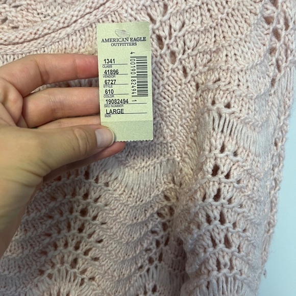 American Eagle NWT Blush Open Knit Crochet Wool Blend Sweater - Picture 4 of 9